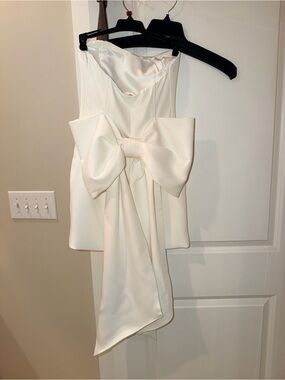Meshki Strapless Cream Bow-Back Mini Dress